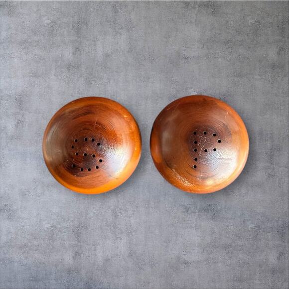 Vintage California Redwood Souvenir Salt & Pepper Balls Mushroom Shape - Picture 1 of 8